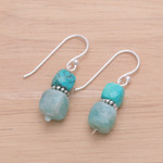 Amazonite beaded dangle earrings, 'Heavenly Success' - Dangle Earrings with Amazonite and Recon Turquoise Beads