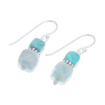 Amazonite beaded dangle earrings, 'Heavenly Success' - Dangle Earrings with Amazonite and Recon Turquoise Beads