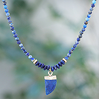 Lapis lazuli and hematite beaded choker necklace, 'Palace Blue' - Lapis Lazuli and Hematite Beaded Choker Necklace