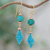 Hematite dangle earrings, 'Summer Blue' - Copper Dangle Earrings with Recon Turquoise and Hematite thumbail
