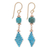Hematite dangle earrings, 'Summer Blue' - Copper Dangle Earrings with Recon Turquoise and Hematite (image 2a) thumbail