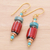 Hematite and glass beaded dangle earrings, 'Bohemian Festival' - Beaded Dangle Earrings with 18k Gold-Plated Hooks (image 2b) thumbail