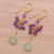 Gold-plated prehnite and amethyst dangle earrings, 'Wise Bliss' - 24k Gold-Plated Prehnite and Amethyst Dangle Earrings