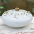 Keramik-Vase, 'Zen Galaxy' - Handgefertigte Keramikvase in Weiß und Braun mit Swirl-Muster