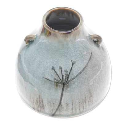 Jarrón de ceramica - Florero de cerámica hecho a mano con patrón inspirado en el invierno