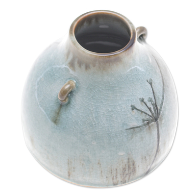 Keramikvase - Handgefertigte Keramikvase mit winterlichem Muster