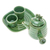 Juego de té de cerámica - Juego de té de cerámica verde con temática de peces con dos tazas y una bandeja