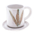 Keramiktasse und Untertasse - Handgefertigtes Tassen- und Untertassen-Set aus Keramik mit Blattmotiv