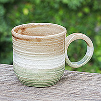 Taza de cerámica, 'Natural Energies' - Taza de cerámica en tonos cálidos hecha a mano en Tailandia