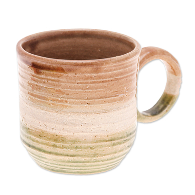Ceramic mug, 'Natural Energies' - Warm-Toned Ceramic Mug Handcrafted in Thailand