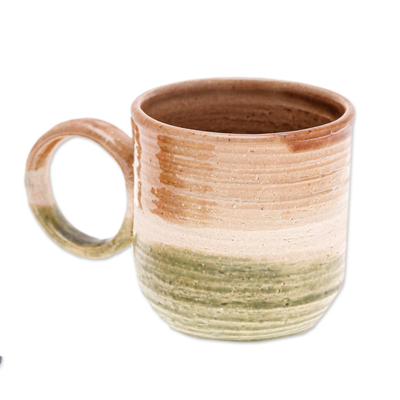 Taza de ceramica - Taza de cerámica en tonos cálidos hecha a mano en Tailandia