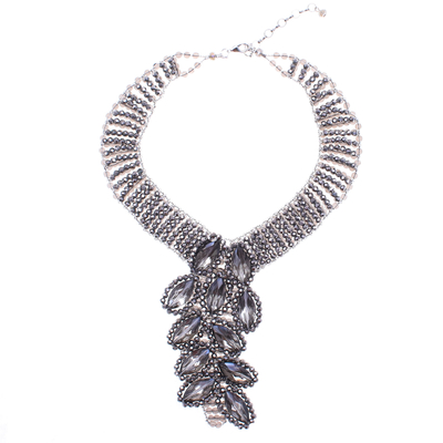 Glasperlen-Wasserfall-Choker-Halskette - Wasserfall-Halskette mit Glasperlen-Design