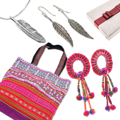 Curated gift box, 'Wanderer' - Handcrafted Traditional Colorful Gift Set from Thailand