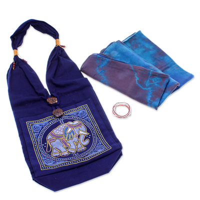 Kuratierte Geschenkbox - Traditionelles Geschenkset in Blautönen, handgefertigt von thailändischen Kunsthandwerkern
