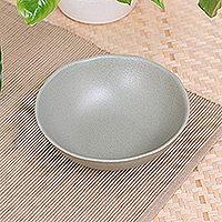 Ceramic serving bowl, 'Modern Flavors' - Handcrafted Modern Ceramic Serving Bowl in Matte Grey Hue