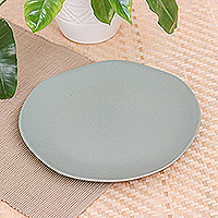 Plato de cena de cerámica, 'Minimalist Ambrosia' - Plato de cena de cerámica moderno hecho a mano en tono gris mate
