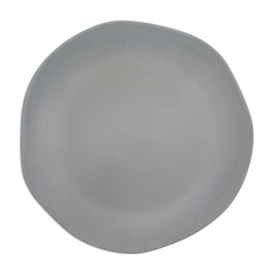 Plato llano de cerámica - Plato llano de cerámica moderno hecho a mano en tono gris mate