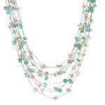 Aventurine and cultured pearl waterfall necklace, 'Cascade in Mint' - Handmade Aventurine and Cultured Pearl Waterfall Necklace