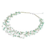 Aventurine and cultured pearl waterfall necklace, 'Cascade in Mint' - Handmade Aventurine and Cultured Pearl Waterfall Necklace