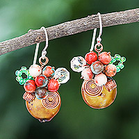 Featured review for Quartz and cultured pearl beaded cluster earrings, Warm Bliss