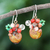 Quartz and cultured pearl beaded cluster earrings, 'Warm Bliss' - Glass Beaded Cluster Earrings with Quartz and Brown Pearls (image 2) thumbail