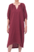 Cotton dress, 'Burgundy Empire' - Tunic-Style Burgundy Cotton Dress from Thailand