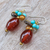 Multi-gemstone beaded dangle earrings, 'Autumn Honey' - Multi-Gemstone Beaded Dangle Earrings with 925 Silver Hooks