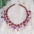 Multi-gemstone beaded waterfall necklace, 'Red Orchid' - Spectacular Multi-Gemstone Beaded Waterfall Necklace in Red (image 2) thumbail
