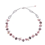 Multi-gemstone beaded necklace, 'Autumn Rose' - Delicate Rhodonite Cultured Pearl and Quartz Beaded Necklace