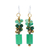 Quartz beaded dangle earrings, 'Green Touch' - Quartz and Brass Beaded Dangle Earrings with Silver Hooks thumbail
