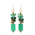 Quartz beaded dangle earrings, 'Green Touch' - Quartz and Brass Beaded Dangle Earrings with Silver Hooks