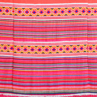 Vestido tubo de mezcla de algodón - Vestido tubo naranja de mezcla de algodón inspirado en la tribu Hmong hill