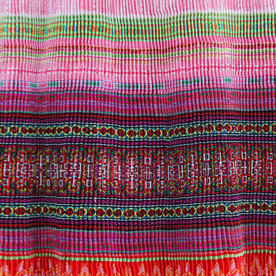 Vestido tubo de mezcla de algodón - Vestido tubo naranja de mezcla de algodón inspirado en la tribu Hmong hill