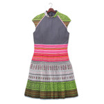 Cotton blend sheath dress, 'Grey Heirloom' - Hmong Hill Tribe-Inspired Cotton Blend Sheath Dress in Grey