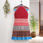 Cotton blend sheath dress, 'Red Heirloom' - Hmong Hill Tribe-Inspired Cotton Blend Sheath Dress in Red