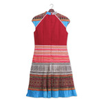 Cotton blend sheath dress, 'Red Heirloom' - Hmong Hill Tribe-Inspired Cotton Blend Sheath Dress in Red