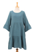 Cotton tunic dress, 'Teal Empire Trends' - Double-Gauze Cotton Tunic Dress in a Teal Hue from Thailand thumbail
