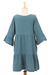 Cotton tunic dress, 'Teal Empire Trends' - Double-Gauze Cotton Tunic Dress in a Teal Hue from Thailand (image 2d) thumbail