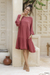 Cotton tunic dress, 'Cranberry Trends' - Double-Gauze Cotton Tunic Dress in a Cranberry Hue (image 2) thumbail