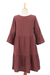Cotton tunic dress, 'Cranberry Trends' - Double-Gauze Cotton Tunic Dress in a Cranberry Hue (image 2d) thumbail
