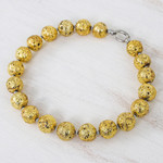Lava stone and hematite beaded necklace, 'Blazing Golden' - Gold-Toned Lava Stone and Hematite Beaded Necklace
