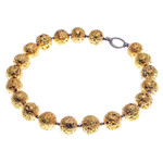 Lava stone and hematite beaded necklace, 'Blazing Golden' - Gold-Toned Lava Stone and Hematite Beaded Necklace