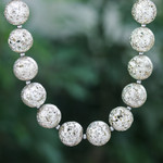 Lava stone and hematite beaded necklace, 'Blazing Silver' - Silver-Toned Lava Stone and Hematite Beaded Necklace