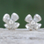 Sterling silver stud earrings, 'Spring in Heaven' - Sterling Silver Floral Stud Earrings in a Matte Finish (image 2) thumbail