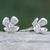 Sterling silver stud earrings, 'Spring in Heaven' - Sterling Silver Floral Stud Earrings in a Matte Finish (image 2b) thumbail