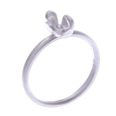 Sterling silver cocktail ring, 'Spring in Heaven' - Sterling Silver Floral Cocktail Ring in a Matte Finish