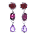 Multi-gemstone dangle earrings, 'Tulip Garden' - 4-Carat Faceted Multi-Gemstone Dangle Earrings from Thailand