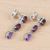 Multi-gemstone dangle earrings, 'Tulip Garden' - 4-Carat Faceted Multi-Gemstone Dangle Earrings from Thailand