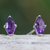 Amethyst button earrings, 'The Wise Marchioness' - Polished Button Earrings with Marquise-Shaped Amethyst Gems