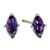 Amethyst button earrings, 'The Wise Marchioness' - Polished Button Earrings with Marquise-Shaped Amethyst Gems